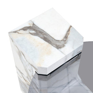 English Elm A Marble Effect and Glass Nesting Coffee Table Set for Modern Living Spaces W1151P444421