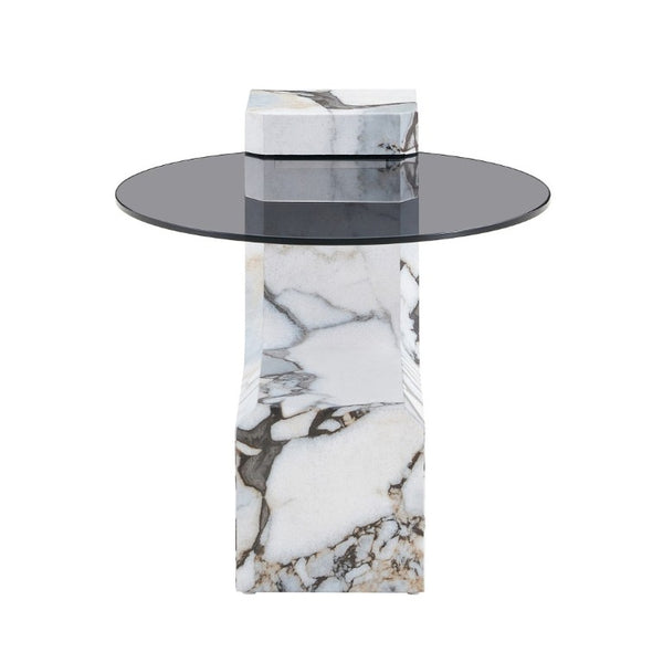 English Elm A Marble Effect and Glass Nesting Coffee Table Set for Modern Living Spaces W1151P444421