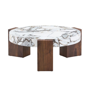 English Elm A Marble Effect and Glass Nesting Coffee Table Set for Modern Living Spaces W1151P444421