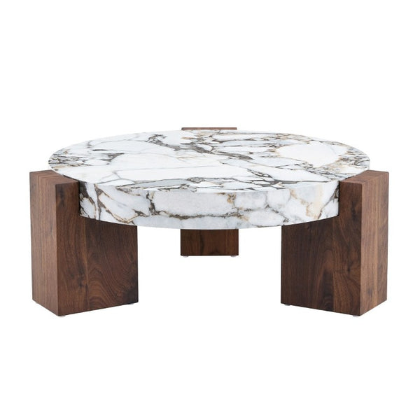 English Elm A Marble Effect and Glass Nesting Coffee Table Set for Modern Living Spaces W1151P444421