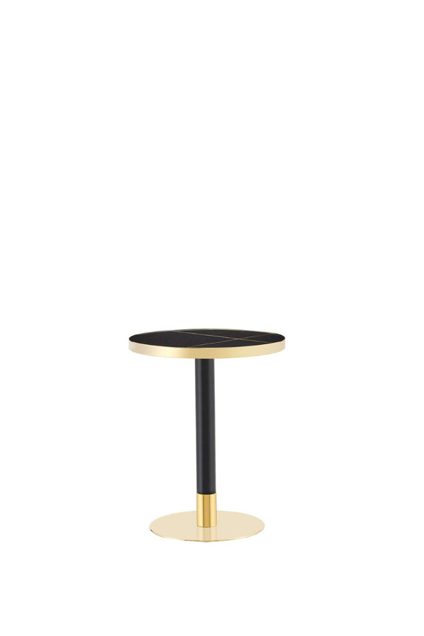 English Elm 23.6 Inch Round Faux Marble Bistro Table with Stainless Steel Edge and Metal Base Black - A W1151P445184