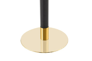 English Elm 23.6 Inch Round Faux Marble Bistro Table with Stainless Steel Edge and Metal Base Black - A W1151P445184