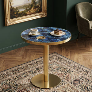 English Elm 23.6 Inch Round Bistro Table Faux Marble MDF Top Stainless Steel Base Modern Glam W1151P445188