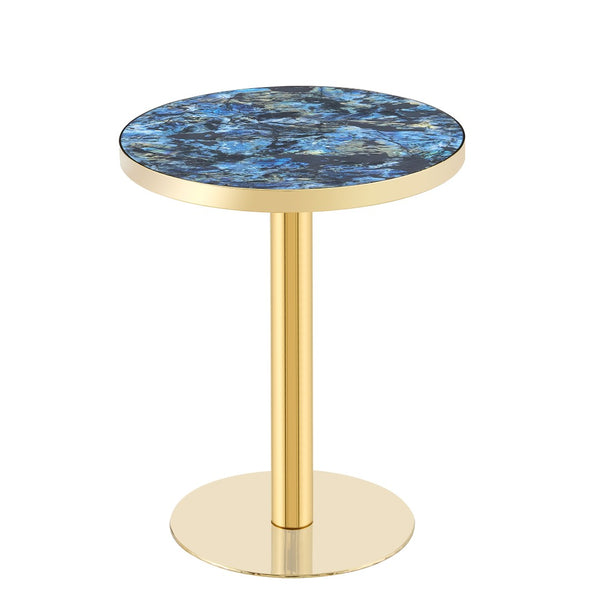 English Elm 23.6 Inch Round Bistro Table Faux Marble MDF Top Stainless Steel Base Modern Glam W1151P445188
