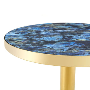 English Elm 23.6 Inch Round Bistro Table Faux Marble MDF Top Stainless Steel Base Modern Glam W1151P445188