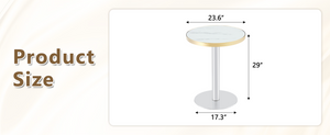 English Elm Minimalist Round Faux Marble Bistro Table with Steel Base for Compact Dining Spaces W1151P445190