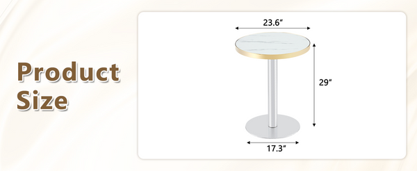 English Elm Minimalist Round Faux Marble Bistro Table with Steel Base for Compact Dining Spaces W1151P445190