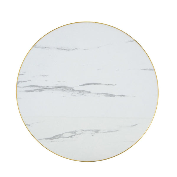 English Elm Minimalist Round Faux Marble Bistro Table with Steel Base for Compact Dining Spaces W1151P445190