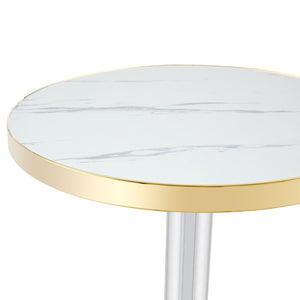 English Elm Minimalist Round Faux Marble Bistro Table with Steel Base for Compact Dining Spaces W1151P445190