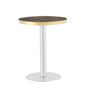 English Elm Modern Round Bistro Table Faux Marble Top Gold Trim Stainless Base Cafe Style W1151P445191