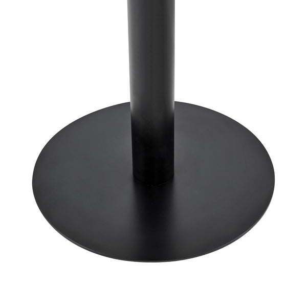 English Elm 23.6 Inch Round Marble Faux Finish Bistro Table with Stainless Steel Edge Metal Base White+Black W1151P445194
