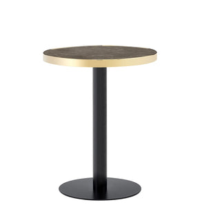 English Elm 23.6 Inch Round Marble Faux Finish Bistro Table with Stainless Steel Edge Metal Base Grey W1151P445195