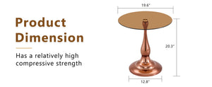 English Elm Small Round Glass Top Accent Table with Vase Base for Bedside or Living Room Decor Rose Gold W1151P447637