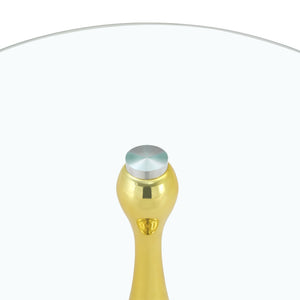 English Elm Small Round Glass Top Accent Table with Vase Base for Bedside or Living Room Decor Gold W1151P447638
