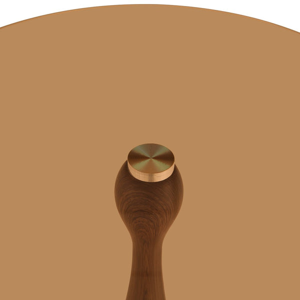 English Elm Small Round Glass Top Accent Table with Vase Base for Bedside or Living Room Decor Walnut W1151P447639