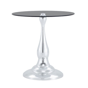 English Elm Small Round Glass Top Accent Table with Vase Base for Bedside or Living Room Decor Silver W1151P447640