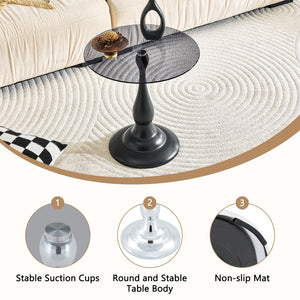 English Elm Small Round Glass Top Accent Table with Vase Base for Bedside or Living Room Decor Silver W1151P447640