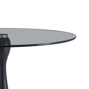 English Elm Small Round Glass Top Accent Table with Vase Base for Bedside or Living Room Decor Black W1151P447641