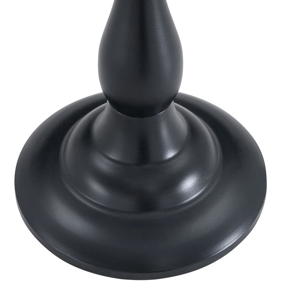 English Elm Small Round Glass Top Accent Table with Vase Base for Bedside or Living Room Decor Black W1151P447641