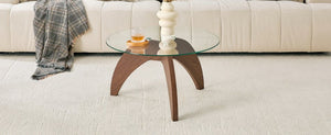 English Elm Creative Round Glass Coffee Table Walnut Claw Base Sculptural Living Room Accent W1151P449919