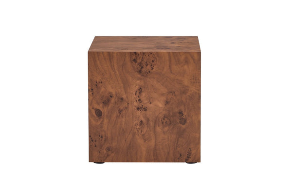 English Elm Premium Burl Walnut Veneer Cube Table Seamless 360 Wrap Living Room Side Accent W1151P454436