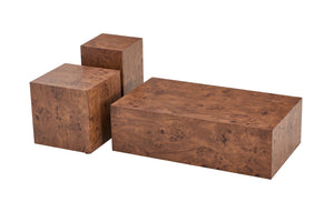 English Elm Premium Burl Walnut Veneer Cube Table Seamless 360 Wrap Living Room Side Accent W1151P454436