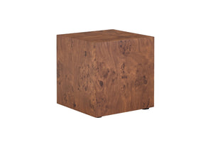 English Elm Premium Burl Walnut Veneer Cube Table Seamless 360 Wrap Living Room Side Accent W1151P454436
