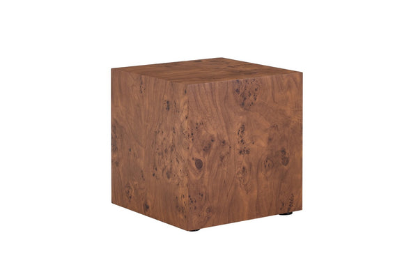 English Elm Premium Burl Walnut Veneer Cube Table Seamless 360 Wrap Living Room Side Accent W1151P454436