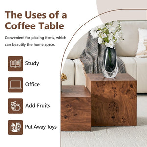 English Elm Premium Burl Walnut Veneer Cube Table Seamless 360 Wrap Living Room Side Accent W1151P454436