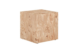 English Elm Natural-Style Burl Wood Grain MDF Cube Side Table Wabi-Sabi Accent for Any Room W1151P454437