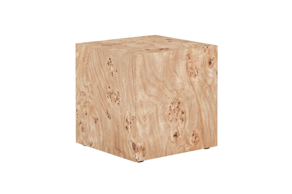 English Elm Natural-Style Burl Wood Grain MDF Cube Side Table Wabi-Sabi Accent for Any Room W1151P454437