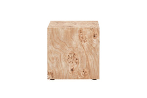 English Elm Natural-Style Burl Wood Grain MDF Cube Side Table Wabi-Sabi Accent for Any Room W1151P454437