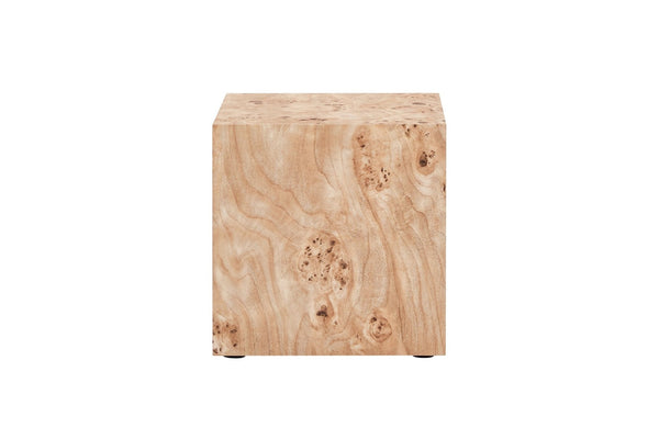 English Elm Natural-Style Burl Wood Grain MDF Cube Side Table Wabi-Sabi Accent for Any Room W1151P454437