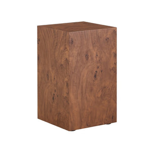 English Elm Premium Burl Walnut Veneer Cube Side Table Sculptural MDF Accent for Living Room W1151P454438