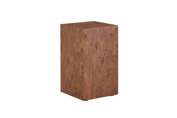 English Elm Premium Burl Walnut Veneer Cube Side Table Sculptural MDF Accent for Living Room W1151P454438