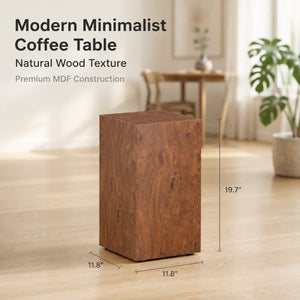 English Elm Premium Burl Walnut Veneer Cube Side Table Sculptural MDF Accent for Living Room W1151P454438