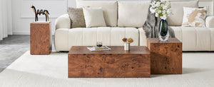 English Elm Premium Burl Walnut Veneer Cube Side Table Sculptural MDF Accent for Living Room W1151P454438