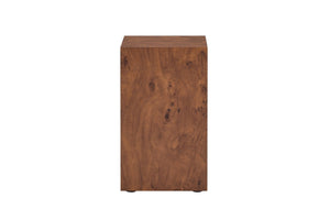 English Elm Premium Burl Walnut Veneer Cube Side Table Sculptural MDF Accent for Living Room W1151P454438