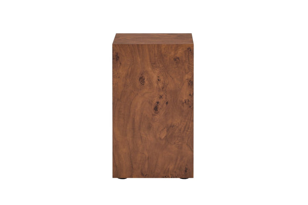 English Elm Premium Burl Walnut Veneer Cube Side Table Sculptural MDF Accent for Living Room W1151P454438