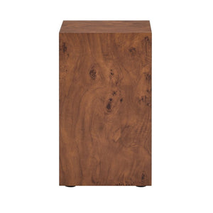 English Elm Premium Burl Walnut Veneer Cube Side Table Sculptural MDF Accent for Living Room W1151P454438