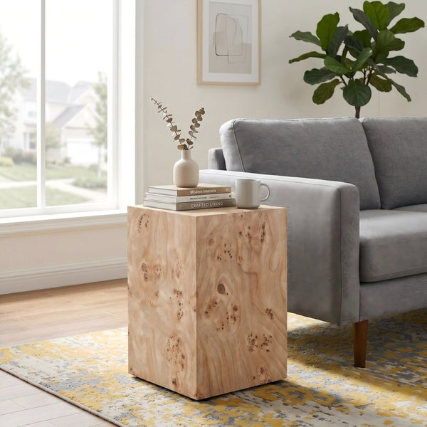English Elm Natural-Style Burl Wood Grain MDF Side Table Wabi-Sabi Modular Design for Living Rooms W1151P454439