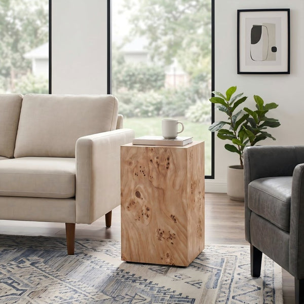 English Elm Natural-Style Burl Wood Grain MDF Side Table Wabi-Sabi Modular Design for Living Rooms W1151P454439