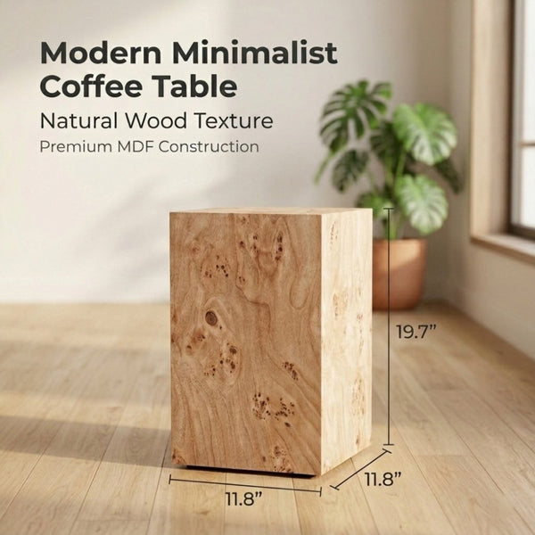 English Elm Natural-Style Burl Wood Grain MDF Side Table Wabi-Sabi Modular Design for Living Rooms W1151P454439