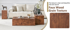 English Elm Premium Burl Walnut Veneer Low Profile Cube Coffee Table for Modern Living Spaces W1151P454440