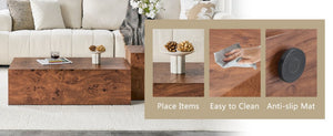 English Elm Premium Burl Walnut Veneer Low Profile Cube Coffee Table for Modern Living Spaces W1151P454440