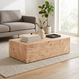 English Elm Natural-Style Wood Grain MDF Coffee Table Wabi-Sabi Low Profile Sofa Side Surface Freely Combine 3 Sizes W1151P454441
