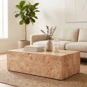 English Elm Natural-Style Wood Grain MDF Coffee Table Wabi-Sabi Low Profile Sofa Side Surface Freely Combine 3 Sizes W1151P454441