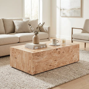 English Elm Natural-Style Wood Grain MDF Coffee Table Wabi-Sabi Low Profile Sofa Side Surface Freely Combine 3 Sizes W1151P454441