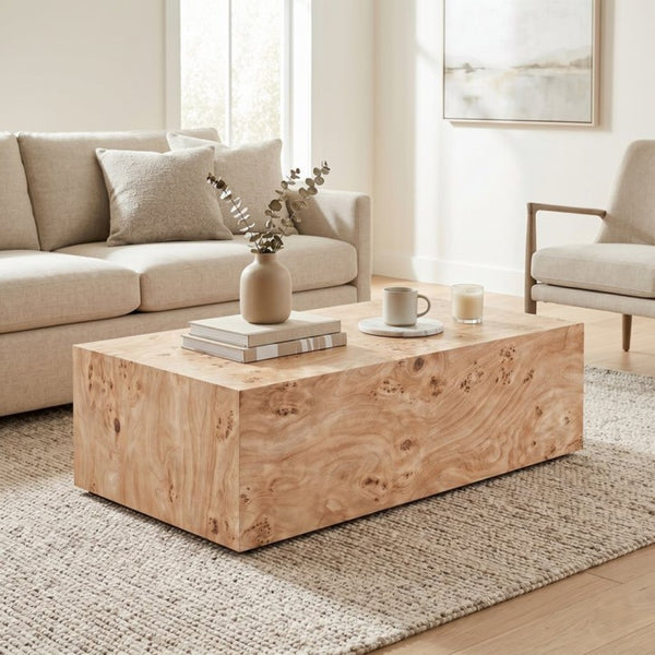 English Elm Natural-Style Wood Grain MDF Coffee Table Wabi-Sabi Low Profile Sofa Side Surface Freely Combine 3 Sizes W1151P454441