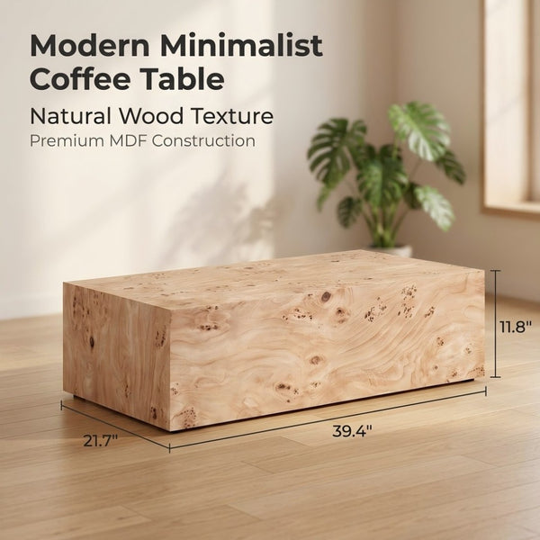 English Elm Natural-Style Wood Grain MDF Coffee Table Wabi-Sabi Low Profile Sofa Side Surface Freely Combine 3 Sizes W1151P454441